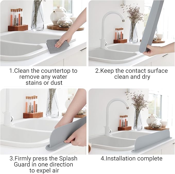 19.29 inch Kitchen Sink Splash Guard, Silicone Sink Baffle Splash Guard - Image 6