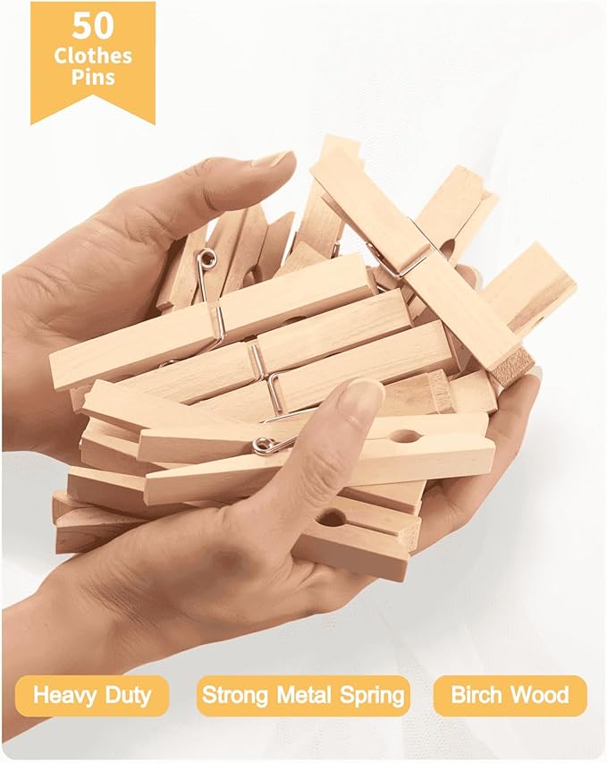 Large Clothes Pins Wooden Clothespins, 4 Inch 48 Pack Heavy Duty Outdoor Pegs - Image 2
