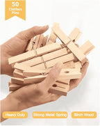 Large Clothes Pins Wooden Clothespins, 4 Inch 48 Pack Heavy Duty Outdoor Pegs - Image 2