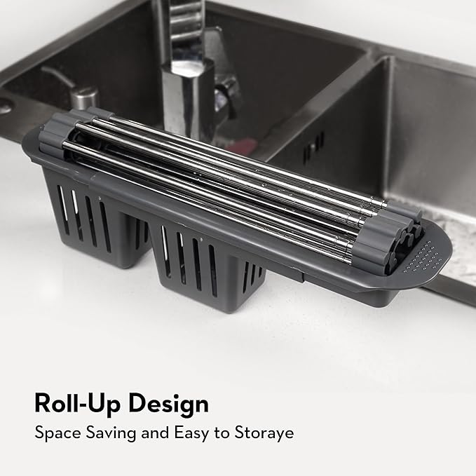 Roll Up Dish Drying Rack Over The Sink, 304 Stainless Stee Dish Drainer - Image 6