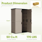 Devoko Outdoor Storage Cabinet 50 Cu Ft with Lockable Doors, Vertical Storage Shed Waterproof Patio Tools Storage Box for Sofa Cushions, Gardening Tools and Accessories (Beige) - Image 6