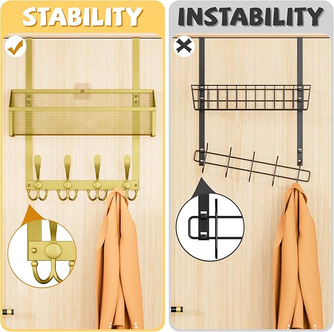 Over The Door Hooks Organizer, Coat Rack Over The Door Storage Hanger Towel Rack - Image 3