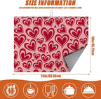 Red Hearts Dish Drying Mat for Kitchen Counter Microfiber Absorbent Dish - Image 2