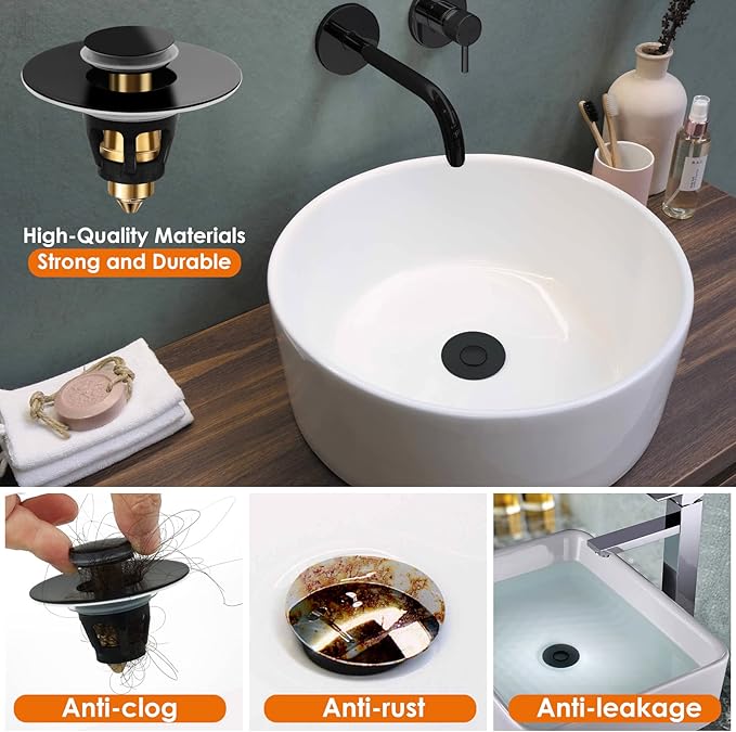 Universal Bathroom Sink Stopper, Basin Pop-up Bathroom Sink Drain Strainer - Image 3