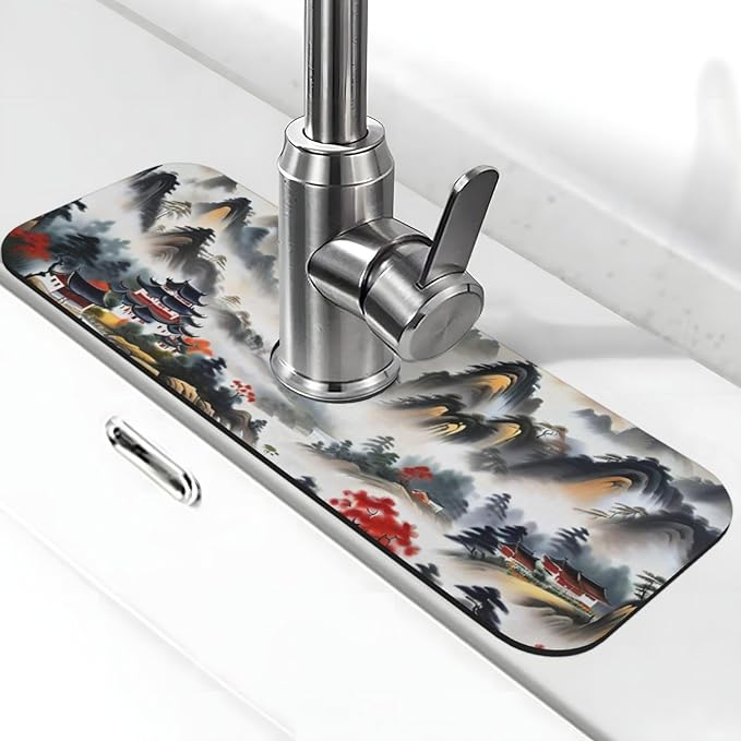 Chinese Sun Mountain Tower Garden Fashion Kitchen sink faucet pad, strong water by Unknown