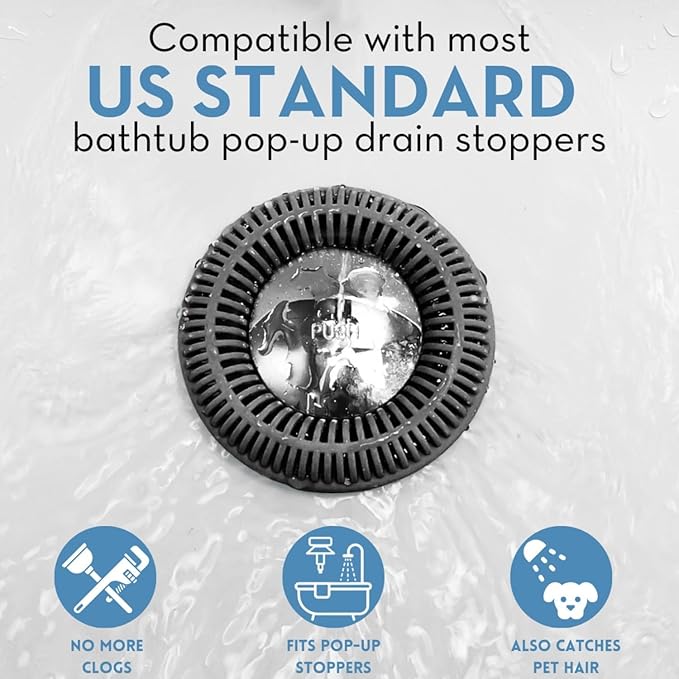 Hair Catcher for Shower Drain & Bathtub – TubRing Pop-Up Drain Protector & - Image 4