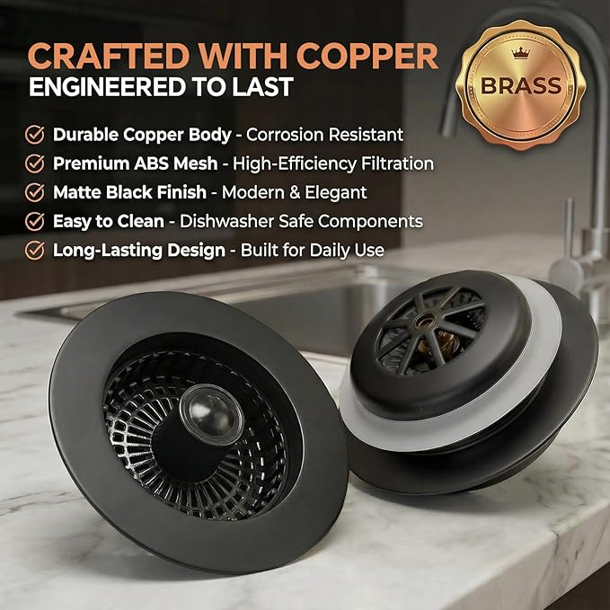 Kitchen Sink Stopper, 3 in 1 Pop Up Kitchen Sink Drain Strainer, - Image 3