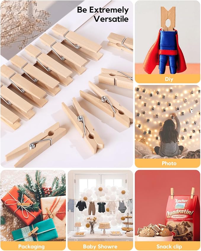 1.9 Inch Wooden Clothespins – 50 Pack Heavy-Duty Clothes Pins - Image 5