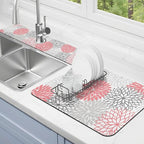 Dish Drying Mat for Kitchen Counter Matt, Super Absorbent Non-slip Rubber Backed by Kuyig+Home