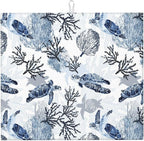 Nautical Blue White Sea Turtle & Coral Dish Drying Mats by Unknown
