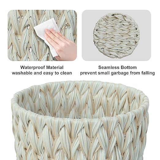 Wicker Trash Can, Bathroom Trash Can, Wicker Waste Basket - Image 5