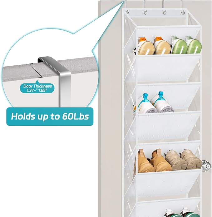 AOODA 10 Tier Clear Over the Door Shoe Organizer Storage, Deep Pockets Large - Image 6