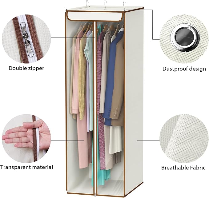 Univivi Garment Bags for Hanging Clothes, Large Clothes Storage Bags Closet - Image 3