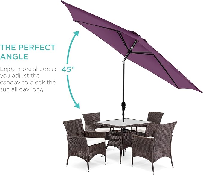 Best Choice Products 10ft Outdoor Table Compatible Steel Polyester Market Patio Umbrella w/Crank and Easy Push Button Tilt - Image 2