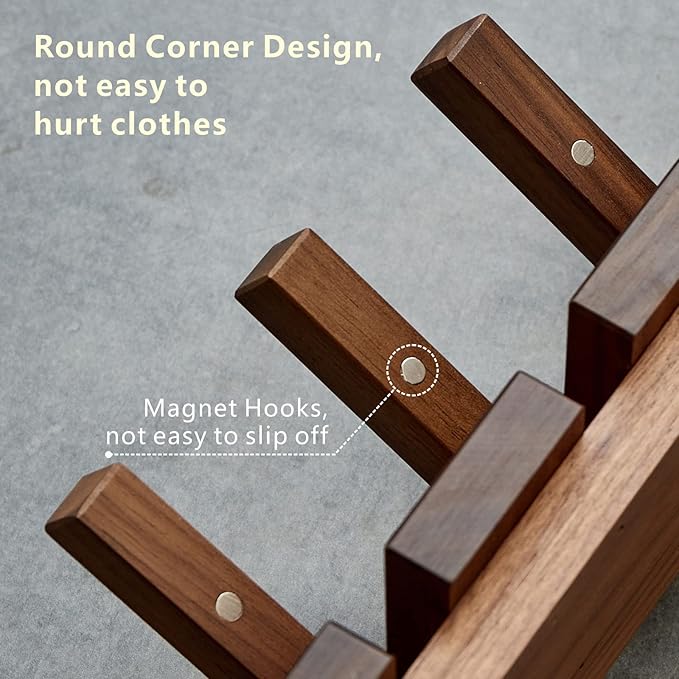 Wooden Coat Hooks Wall Mounted, Coat Rack Hanger Wall Mount - Image 2