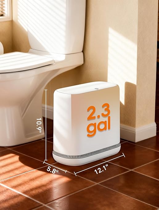 Bathroom Trash Can with Lid, Slim 2.3 Gallon Vacuum adsorption Garbage Bin - Image 5