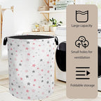 Cute Pink Stars Foldable Canvas Laundry Basket - Image 7