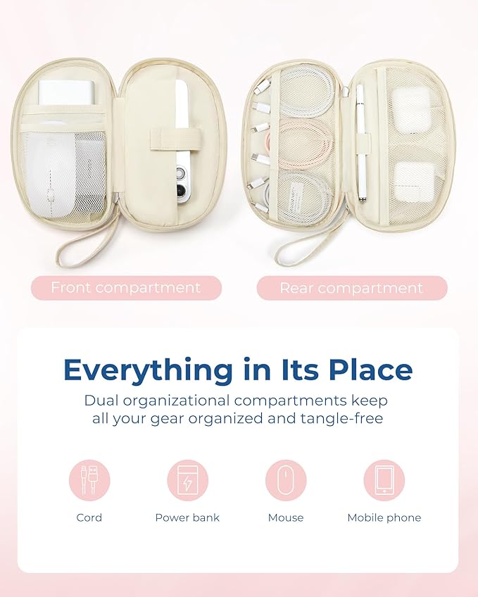 BAGSMART Travel Cord Organizer Electronics Case, Double Layers Puffer Cable - Image 2