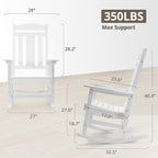 LUE BONA Outdoor Rocking Chairs Set of 2, Weather Resistant HDPS Poly Rocker Chairs, 350lb Heavy Duty, Oversized Porch Rocker for Adult, High Back Smooth Rocking Chair for Outdoor & Indoor, White - Image 2