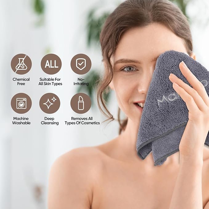HOMEXCEL Makeup Remover Wash Cloth 6 Pack, Soft Quick Dry Facial Cleansing - Image 4