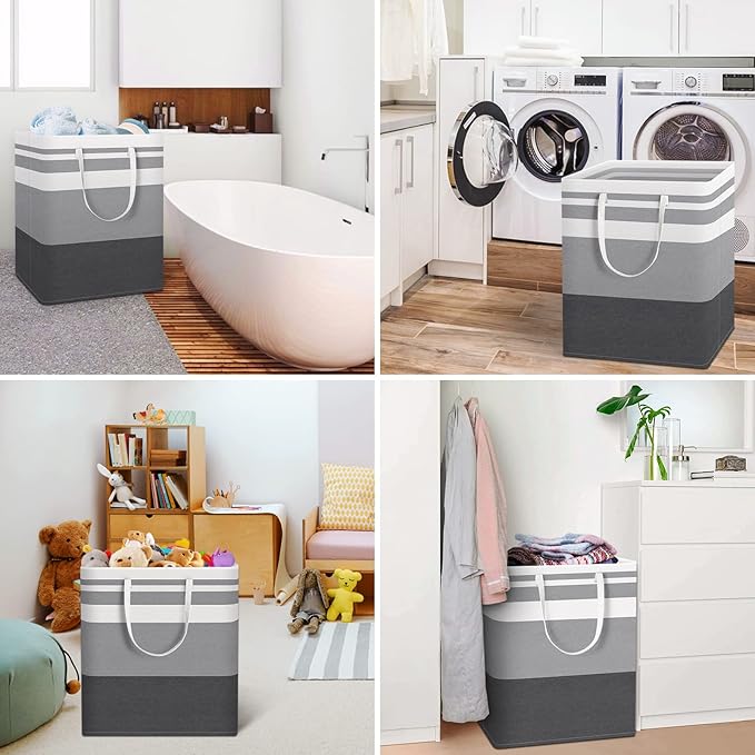HomeHacks 4-Pack Large Laundry Basket, Waterproof, Freestanding Laundry Hamper - Image 6