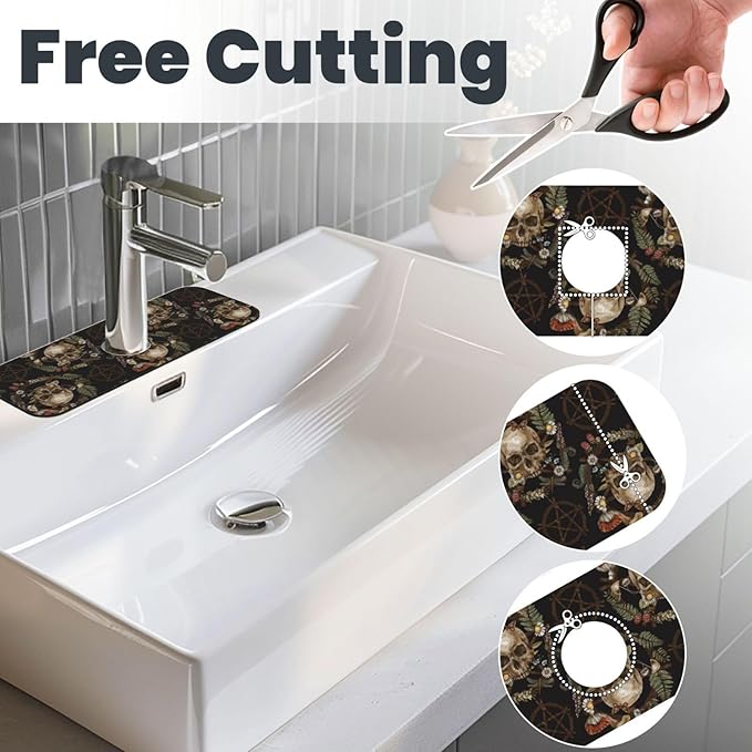 Wiccan Wicca Skull Mushroom Mushrooms Witchcraft Kitchen Sink Splash Guard - Image 3