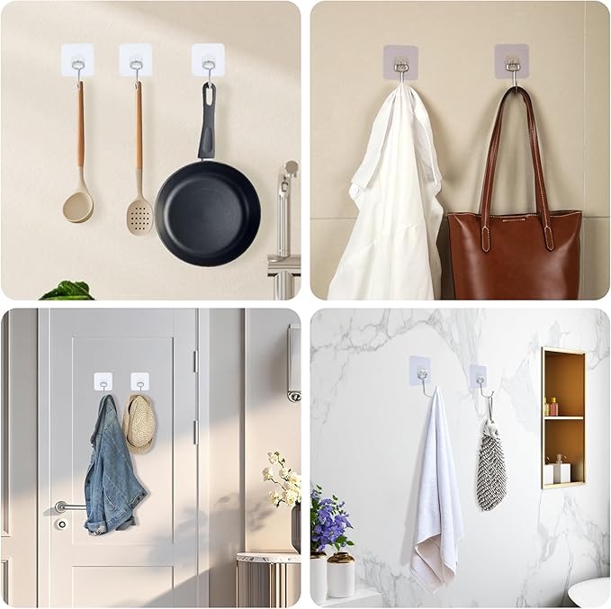 Aynoo Large Adhesive Hooks, Adhesive Towel Coat Hooks - Image 5