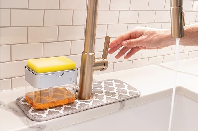 S&T INC. Microfiber Kitchen Faucet Sink Mat Drip and Splash Catcher - Image 5