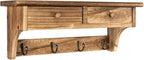 Emfogo Coat Hooks Mounted, Rustic Wood Coat Rack Mount Shelf by Emfogo