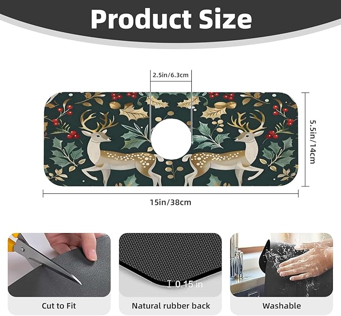 Christmas Kitchen sink faucet pad, strong water absorption, anti slip, very - Image 2