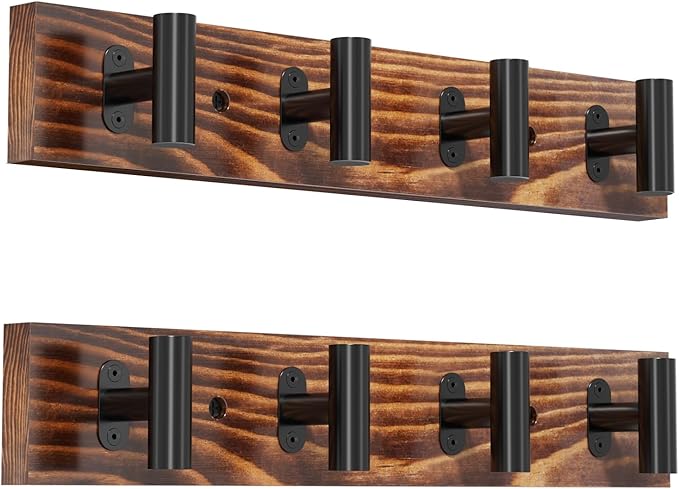 Coat Rack Wall Mount, 2 Pack Rustic Coat Hanger - Image 2