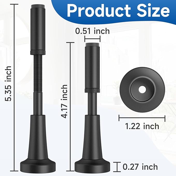 4pcs Adjustable Spring Door Stops, 4.17-5.35in Aluminum Long Door Stoppers - Image 2