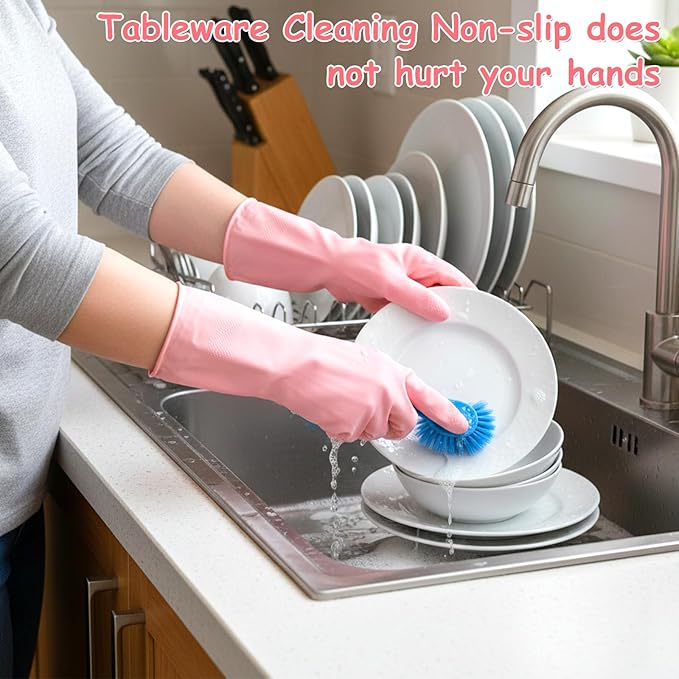 Gloves Washing Dishes, Reusable Rubber Dishwashing Gloves Waterproof Long - Image 7