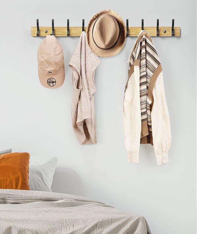 Coat Rack Wall Mount, 16.5 Inches Wood Coat Hooks Wall Mount, Wall Coat Rack - Image 6