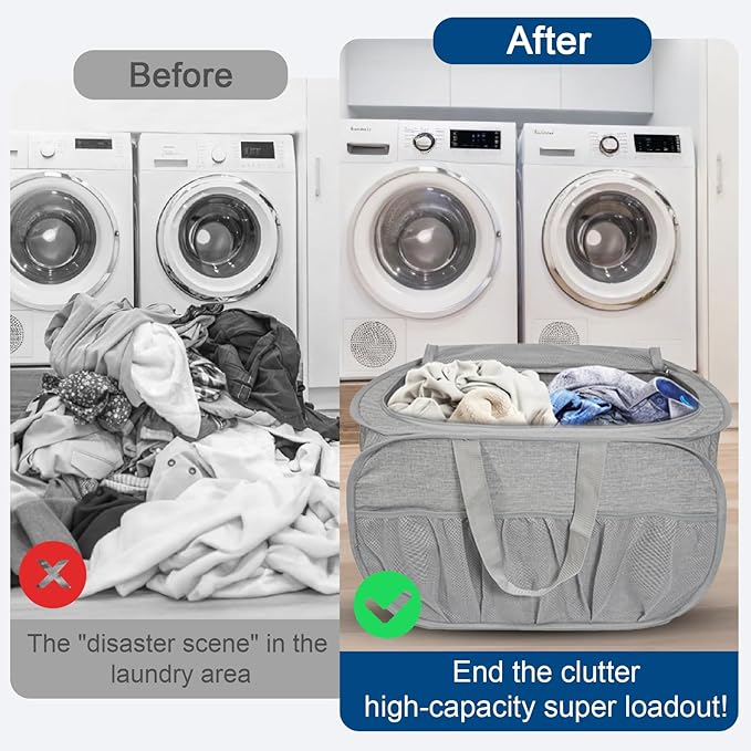 Collapsible Laundry Baskets, Tear Proof Pop Up Laundry Hamper - Image 4