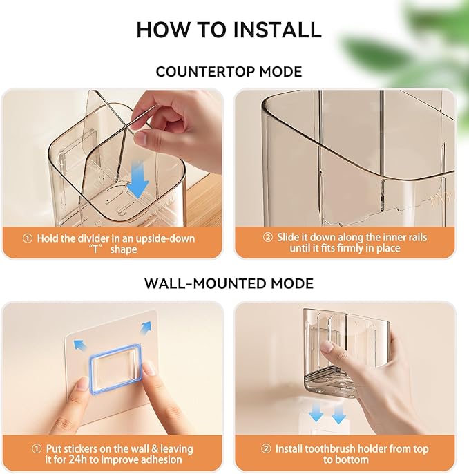 Toothbrush Holders for Bathrooms, 3 Slots Detachable Toothbrush Holder Wall - Image 8