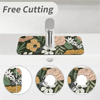 Kitchen Sink Splash Guard，Vintage Large Floral Faucet Mat Sink Gadgets-Super - Image 5