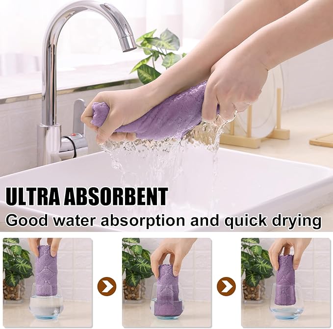 Homaxy 12 Pack Kitchen Cloths Dish Towels, Super Soft and Absorbent Dish Cloths - Image 3