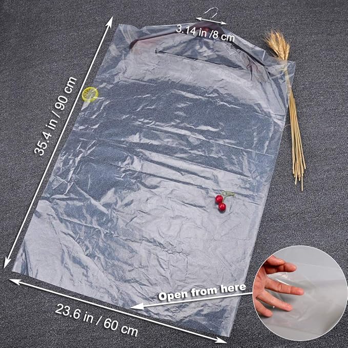 50 Pack 35.4inch Plastic Clear Dry Cleaning Hanging Lightweight Garment Clothes - Image 3