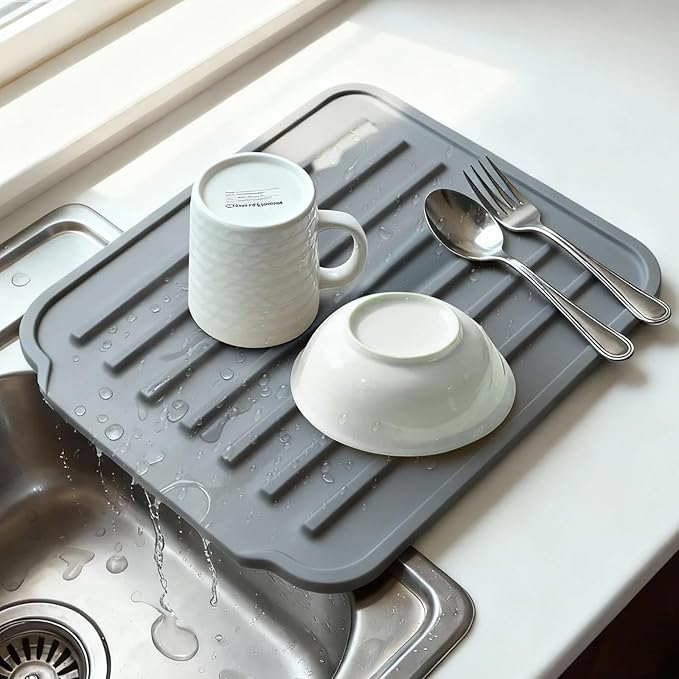 Silicone Dish Drying Mat for Kitchen Counter, Upgraded Extra Thick 1.1” by Unknown