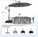 wikiwiki 10ft Solar LED Patio Umbrella with Base Included, Offset Umbrella with Weighted Sandbag Base, Cantilever Patio Umbrella for Backyard, Garden & Deck, 32 LED Lights & Polyester Shade, Dark Gray - Image 5