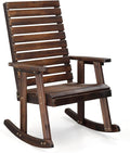VINGLI Wooden Rocking Chair with High Backrest, Solid Fir Wood, Heavy Duty 600 LBS Patio Rockers for Indoor and Outdoor, Garden, Yard, Patio, Rustic by VINGLI