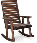 VINGLI Wooden Rocking Chair with High Backrest, Solid Fir Wood, Heavy Duty 600 LBS Patio Rockers for Indoor and Outdoor, Garden, Yard, Patio, Rustic by VINGLI