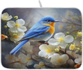 Spring Blue Yellow Flower Bluebird Butterflies Dish Drying Mat by ALAZA