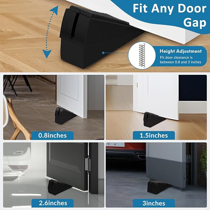 2 Pack Heavy Duty Door Stopper, Adjustable Spring Large Stopper, 3 Inches High - Image 7