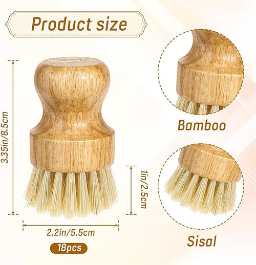 18 Pcs Bamboo Dish Scrub Brushes Kitchen Dishwashing Cleaning Brush Wooden - Image 2
