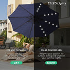 JEAREY 9FT Outdoor Patio Umbrella with Solar Lights, LED Lighted Pool Umbrella with Tilt and Crank, Outdoor Table Umbrellas for Deck, Yard & Market (9ft, Navy Blue) - Image 2