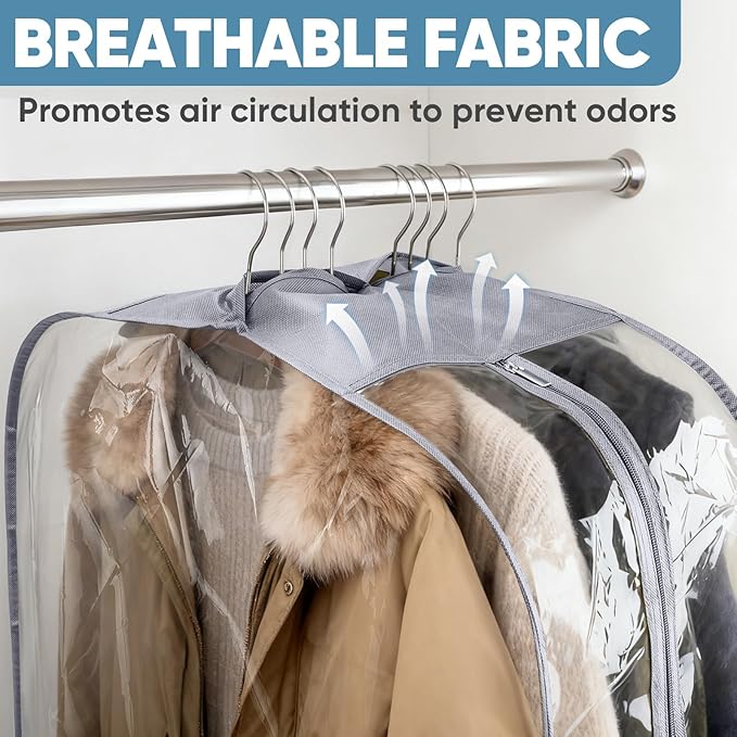 BALEINE 60'' Clear Garment Bags, 10.5'' Wide PEVA Suit Bag - Image 6