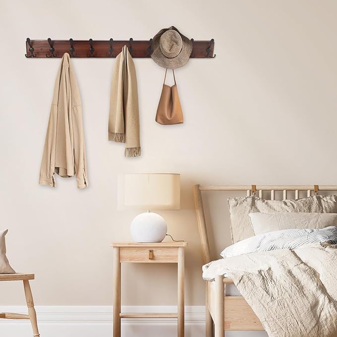 38.6'' Large Coat Rack Wall Mount Coat Hooks Coat Hanger - Image 6