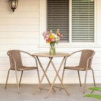 VINGLI PE Rattan Outdoor Dining Chairs Set of 4, Plastic Stackable Patio Chairs for Indoor, Porch, Restaurant, Garden,Champagne - Image 7